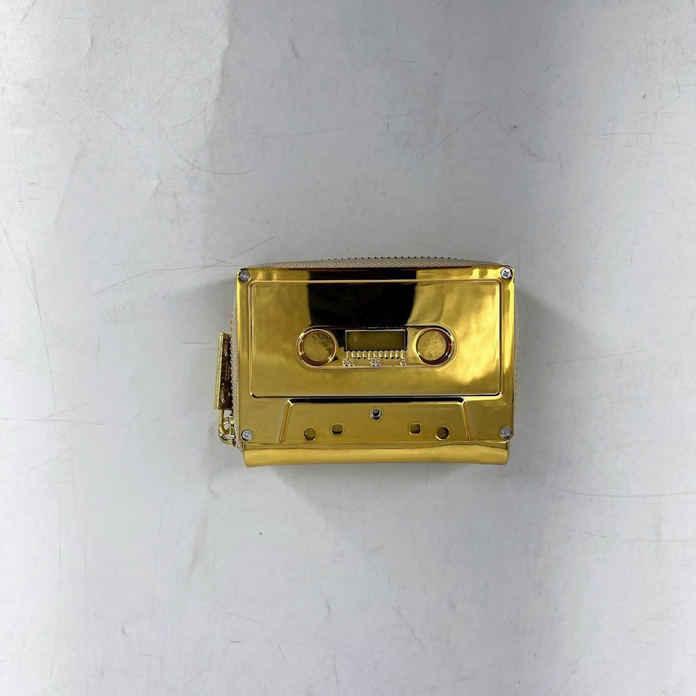 Fydelity Gold Metallic Cassette Tape Wallet Retro Boombox Zipper Coin Purse